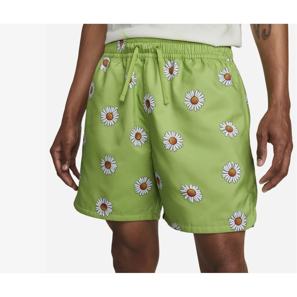 Nike Sportswear Essentials Flow Shorts Floral Green Mens S Bright Mesh Lined